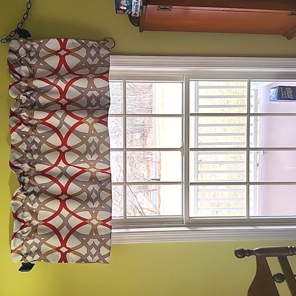 Lot of 4 Elegant Red and Gray Window Valances 52" Flat x 18" - Picture 1 of 5